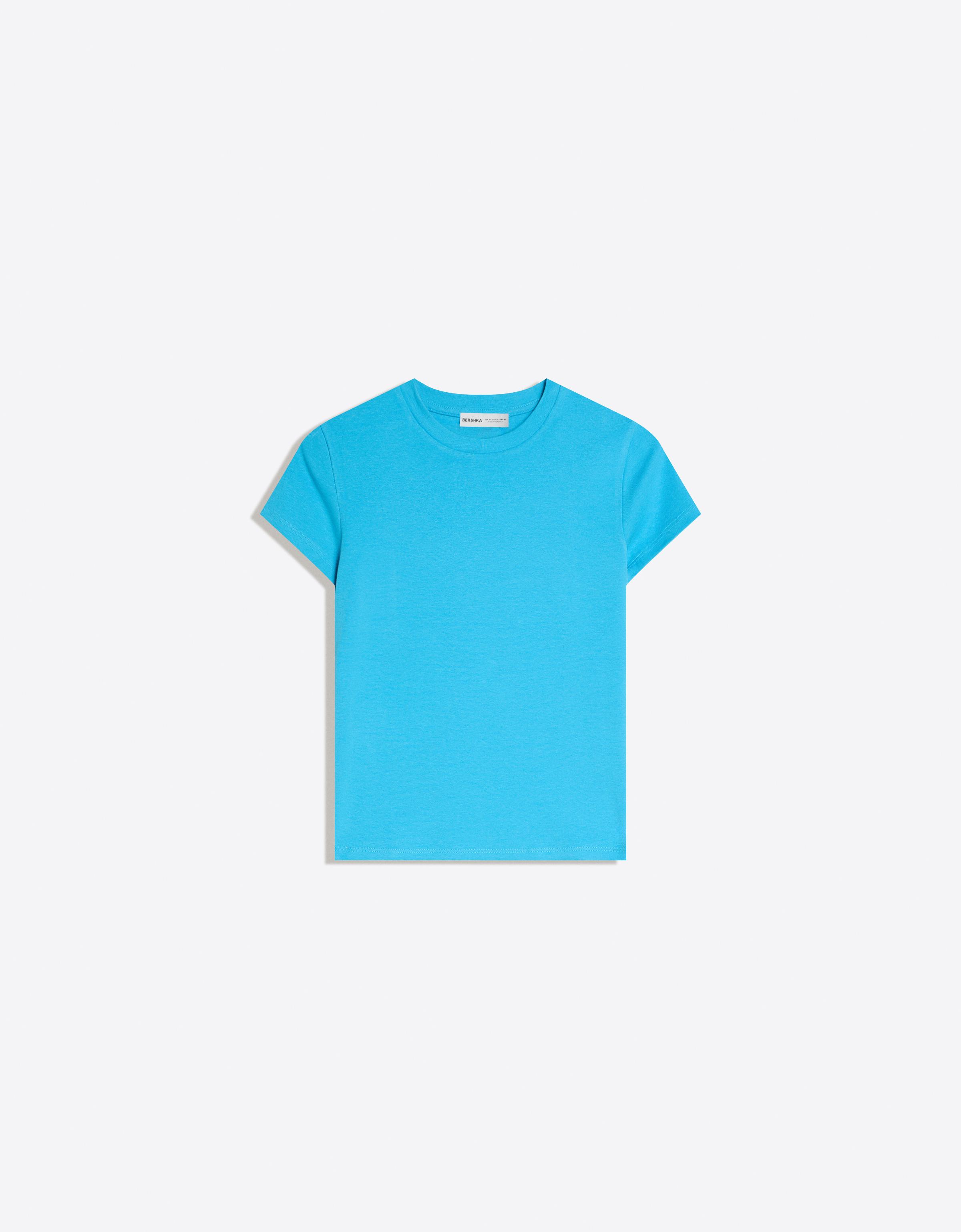 Bershka T-Shirt Rundausschnitt Damen S Blau