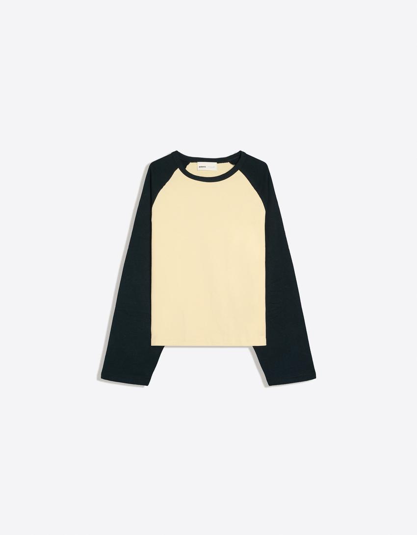 Long raglan sleeve T-shirt-Yellow
