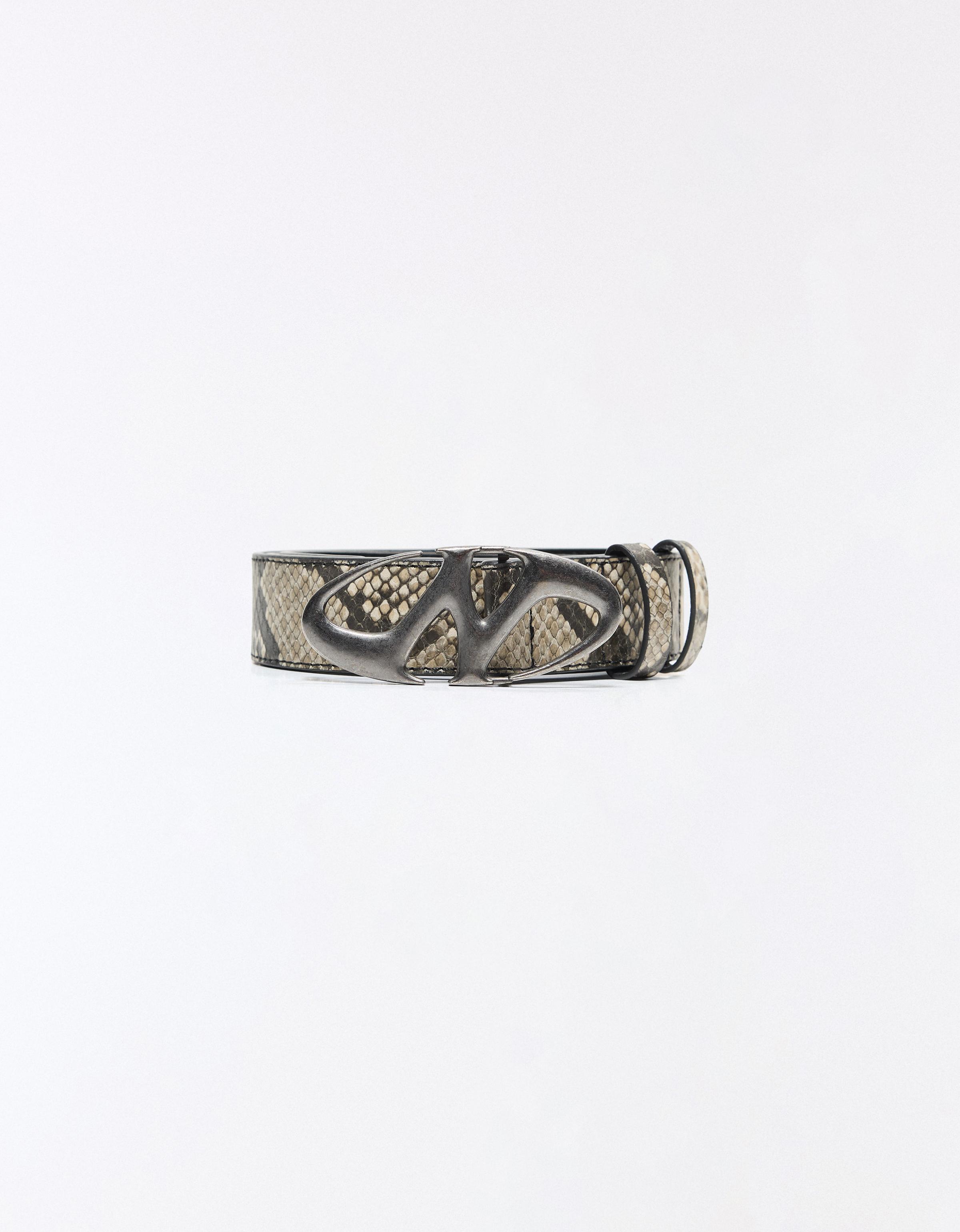 Animal print buckle belt — Mink