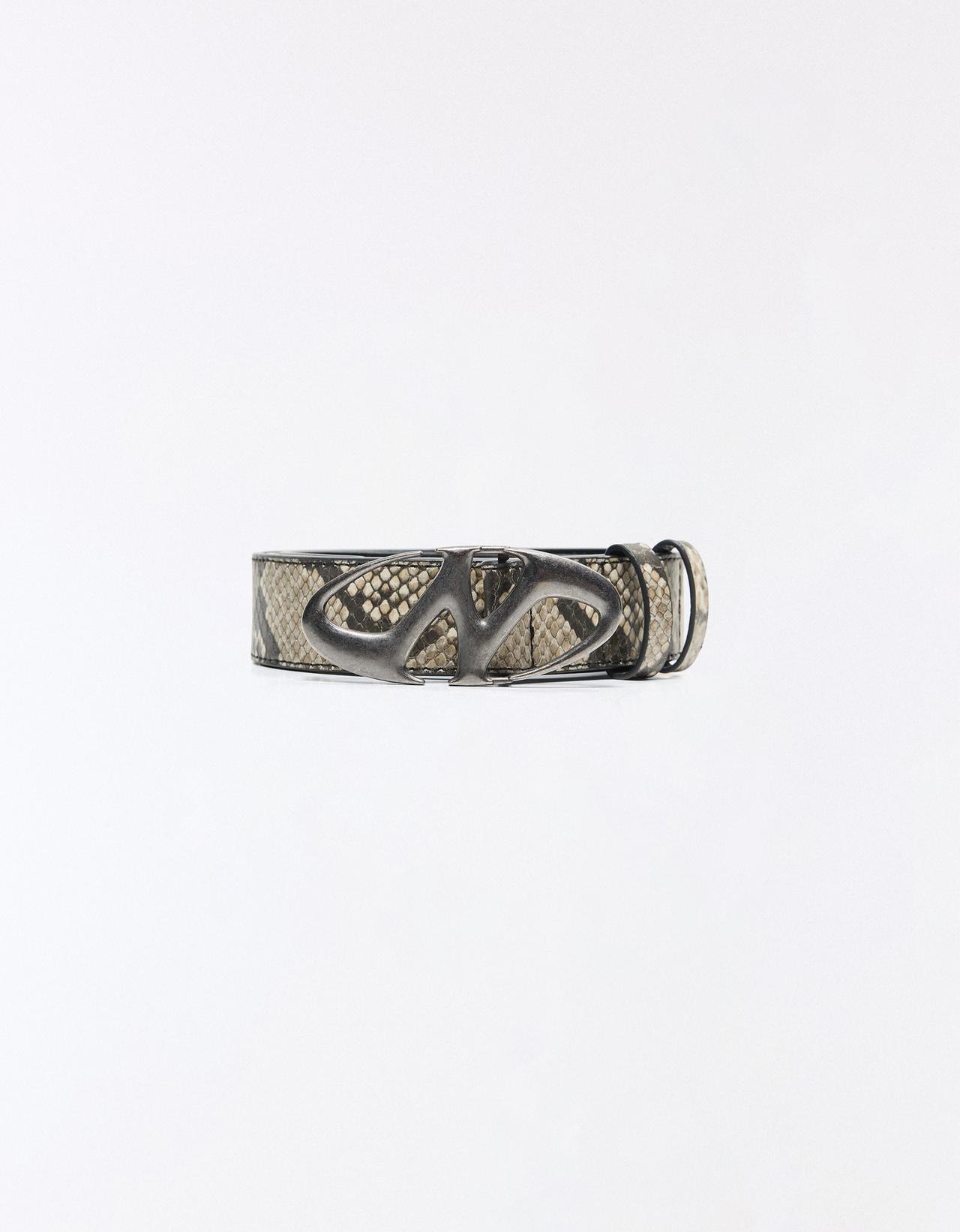 Animal print buckle belt — Mink