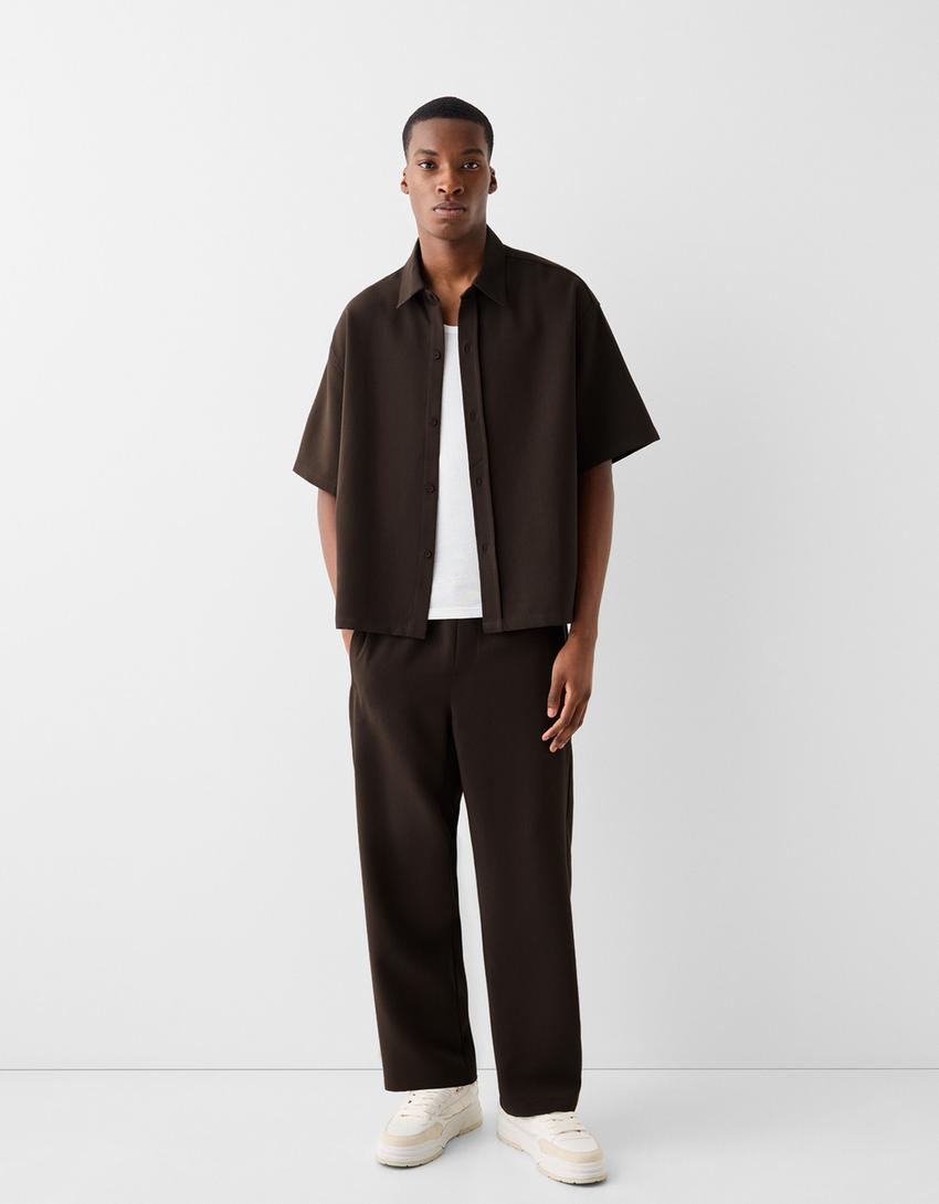 Ensemble chemise et pantalon tailoring-Marron-0