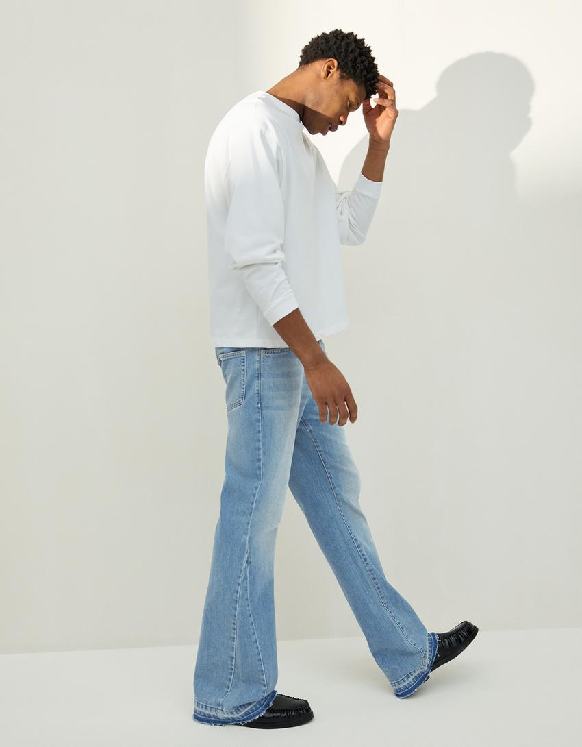 Flared comfort jeans-Light blue