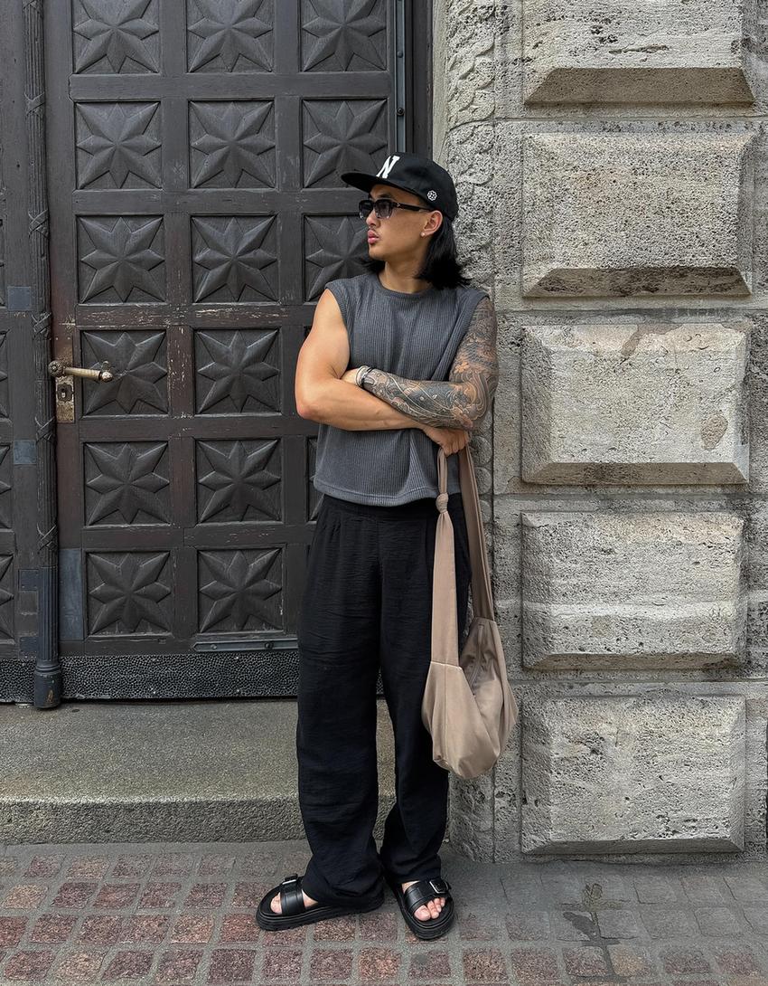 Wide-leg pants-Black-2