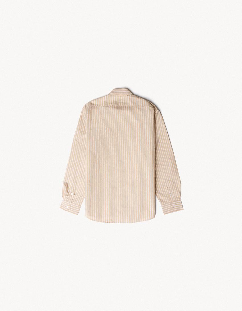 Uzun kollu çizgili gömlek ARIES X BERSHKA-Bej