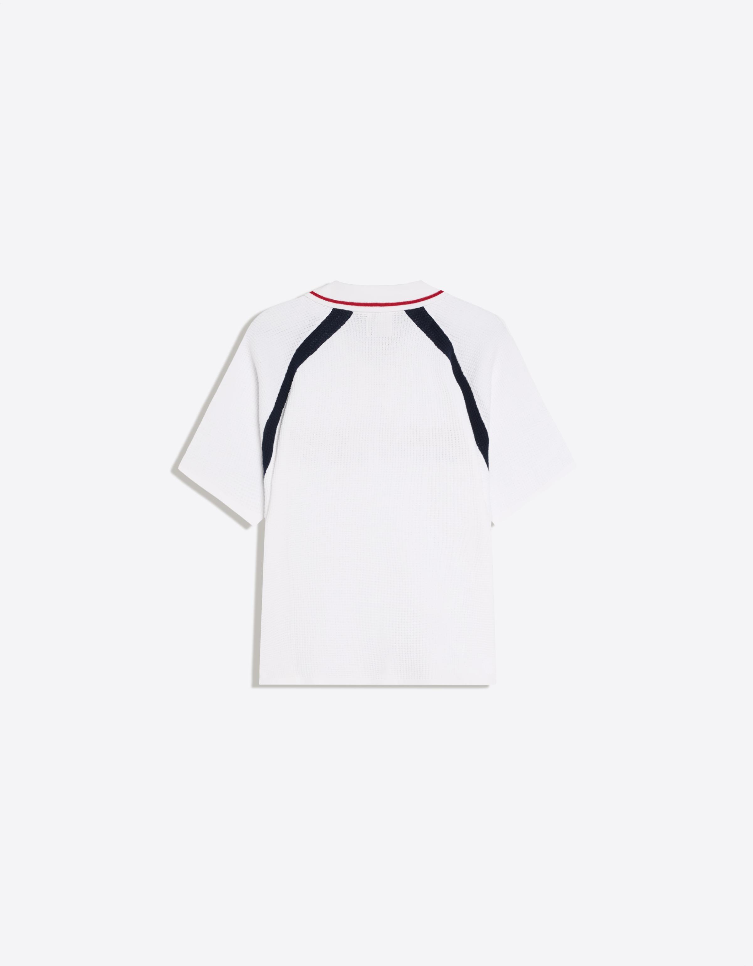 Retro sport print polo shirt — White
