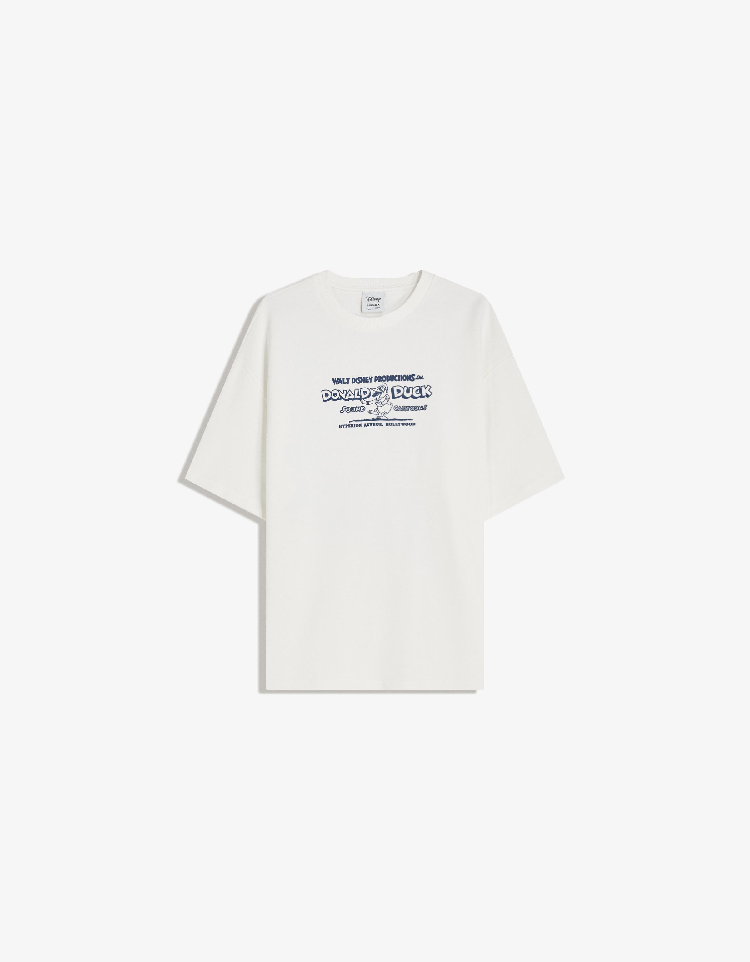 Short sleeve plush T-shirt with print - T-shirts - Men | Bershka