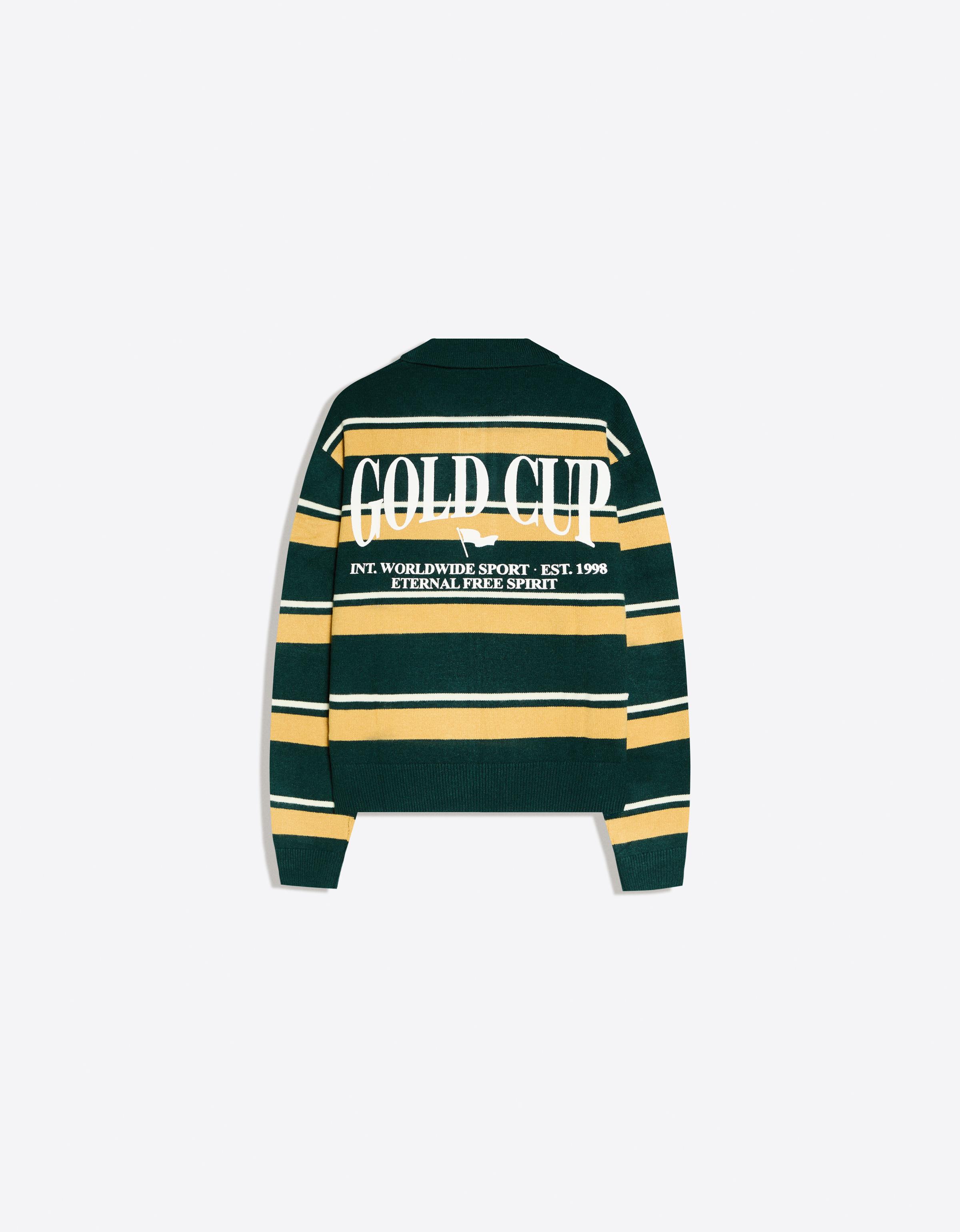 Polo yaka baskılı kazak - Görsel 8