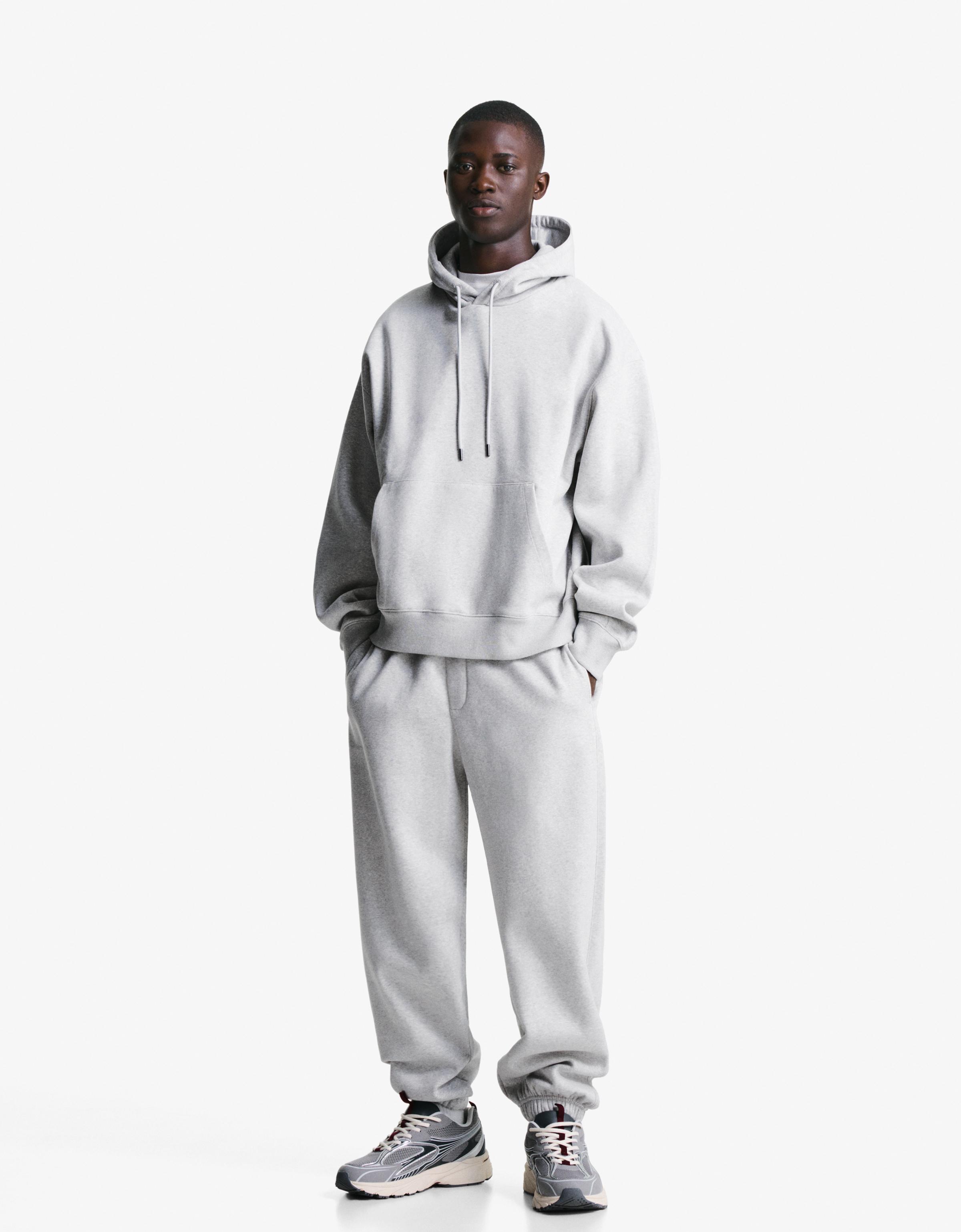 Bershka Kapuzenpullover Herren M Grau