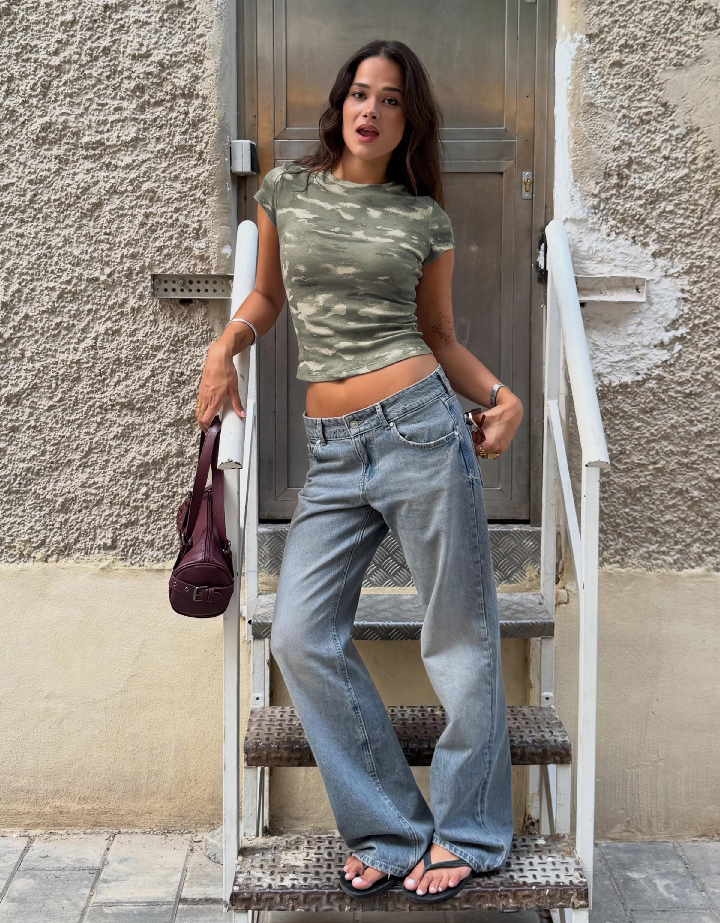 Bershka Orta bel straight jean görsel 6