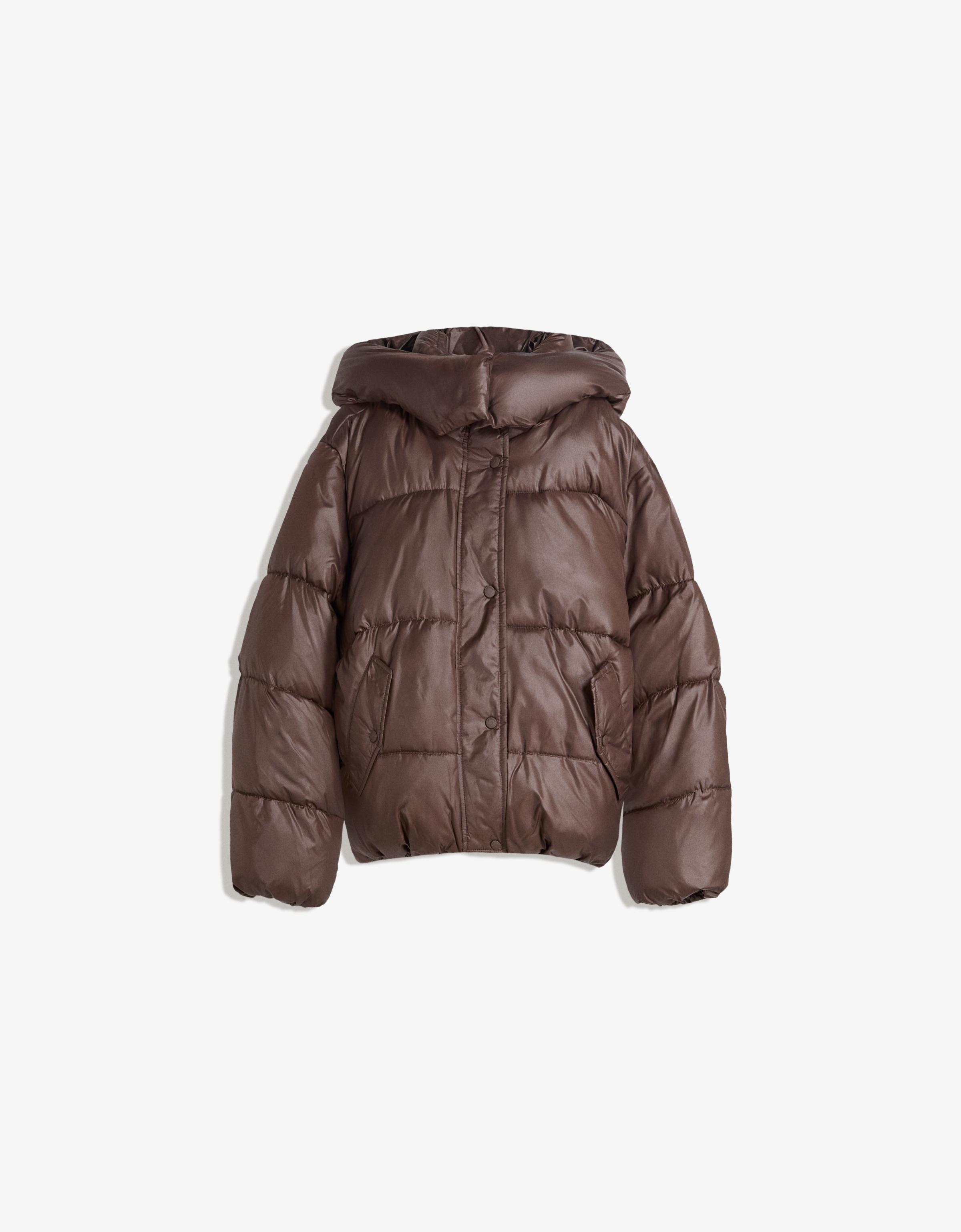 Puffer jacket with hood - Women | Bershka