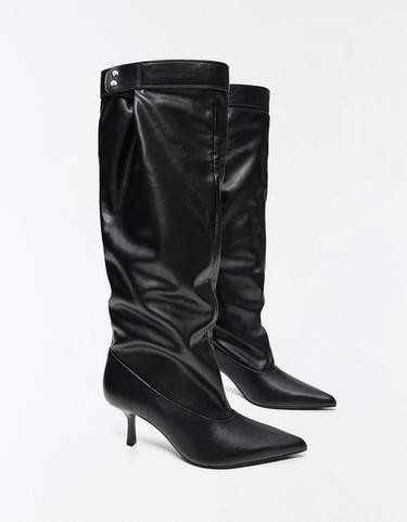 Adjustable slouchy heel boots — BLACK 4