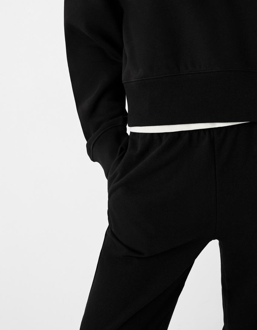 Pamuklu sweatshirt ve pantolon takımı-Siyah-6