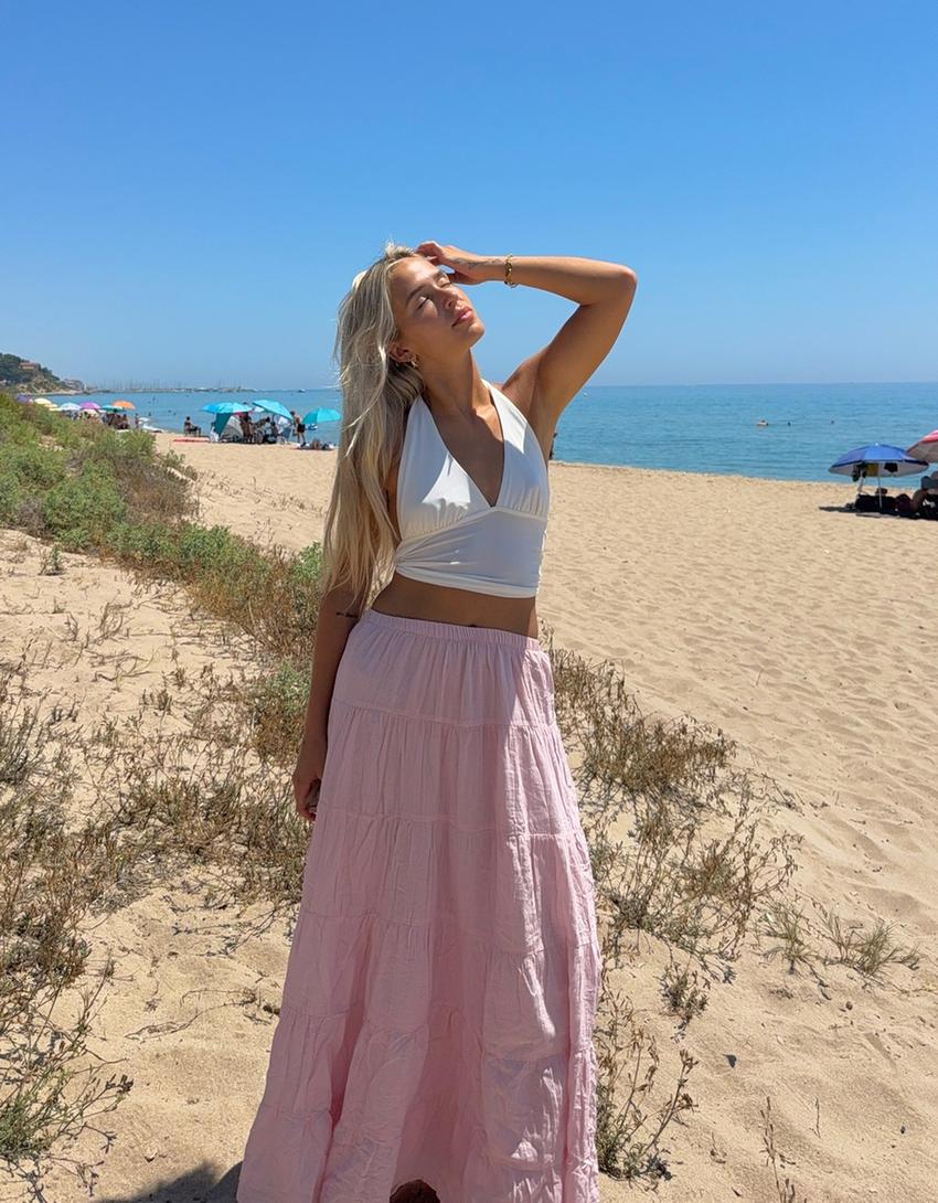 Falda maxi boho-Rosa-0