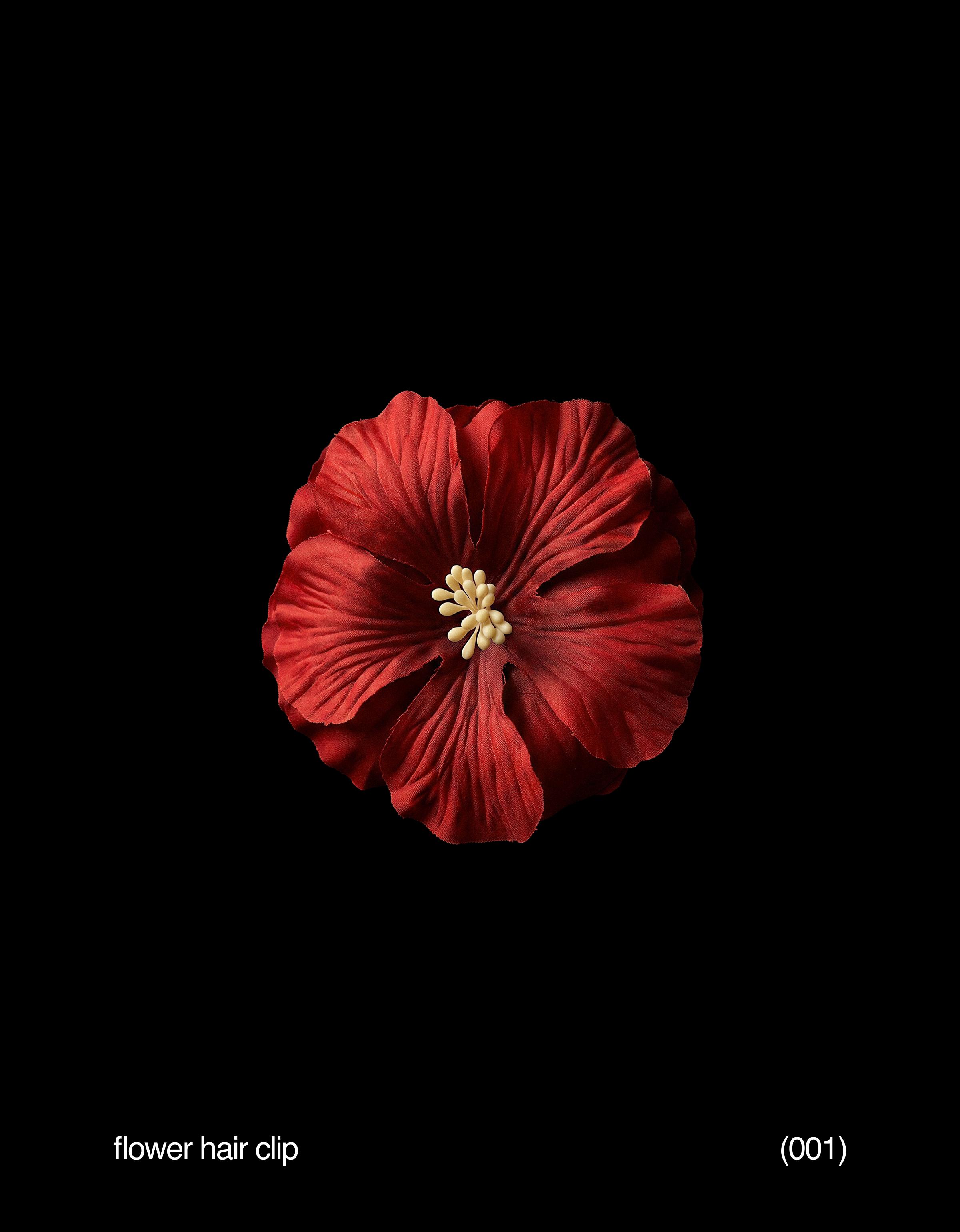Flower hair claw — Red