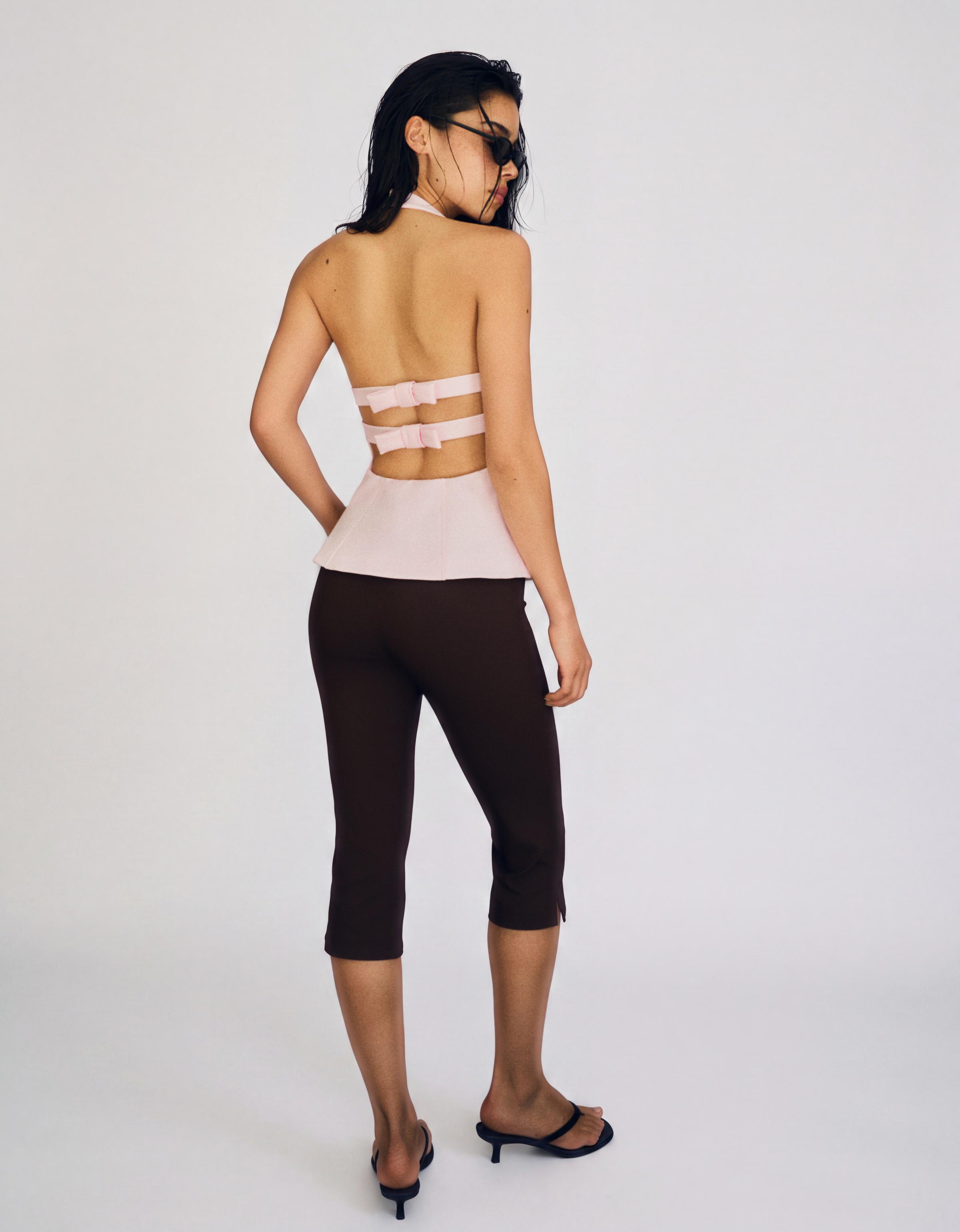 Structured halter top with ties — Pink