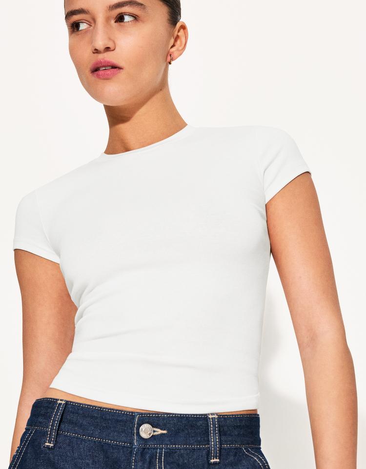 Kısa kollu bisiklet yaka t-shirt