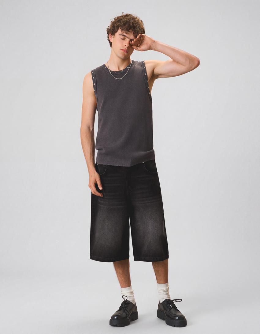 Bermuda denim baggy fit-Noir