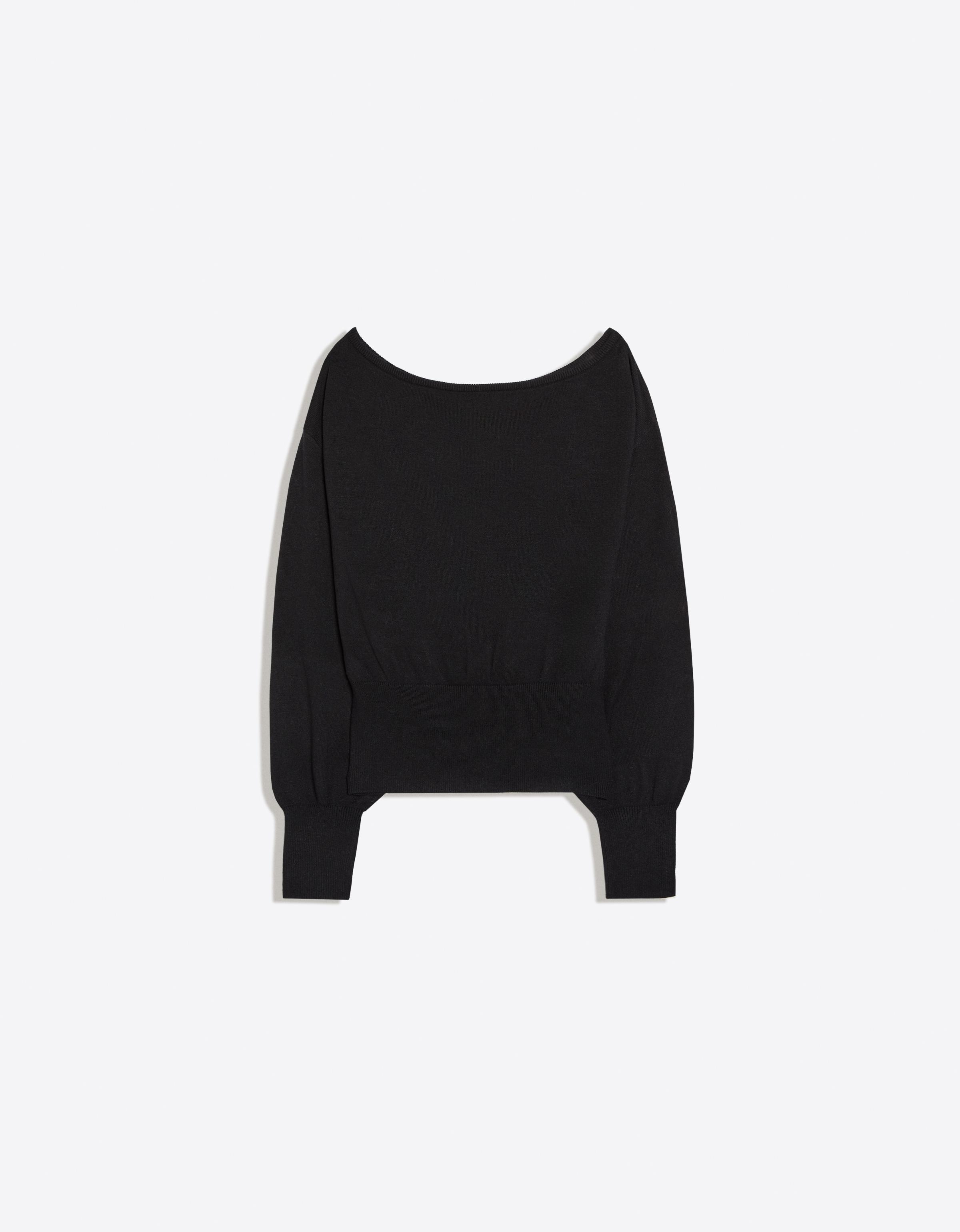 Asymmetric neck jumper — Black