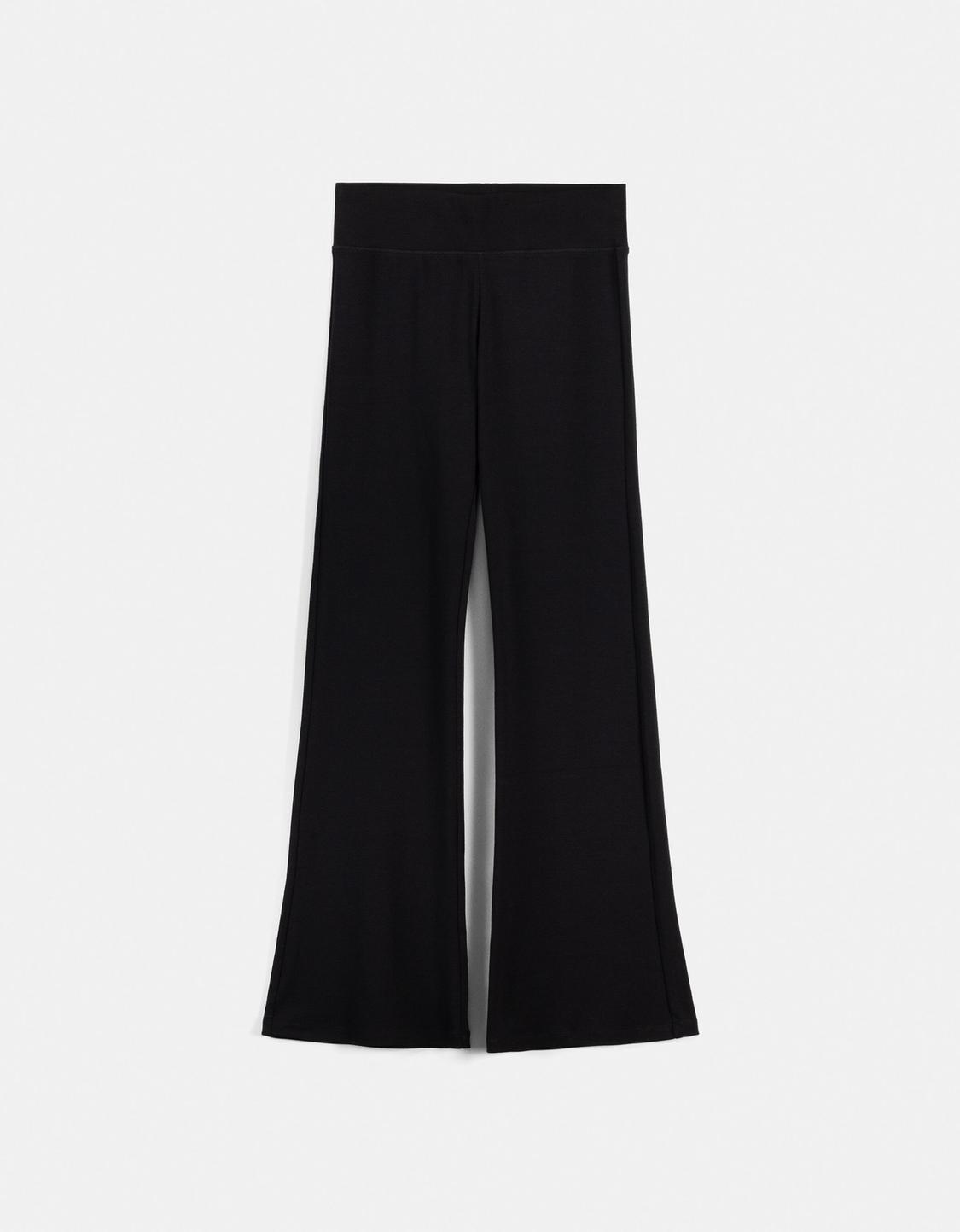 Ribbed waist flared trousers