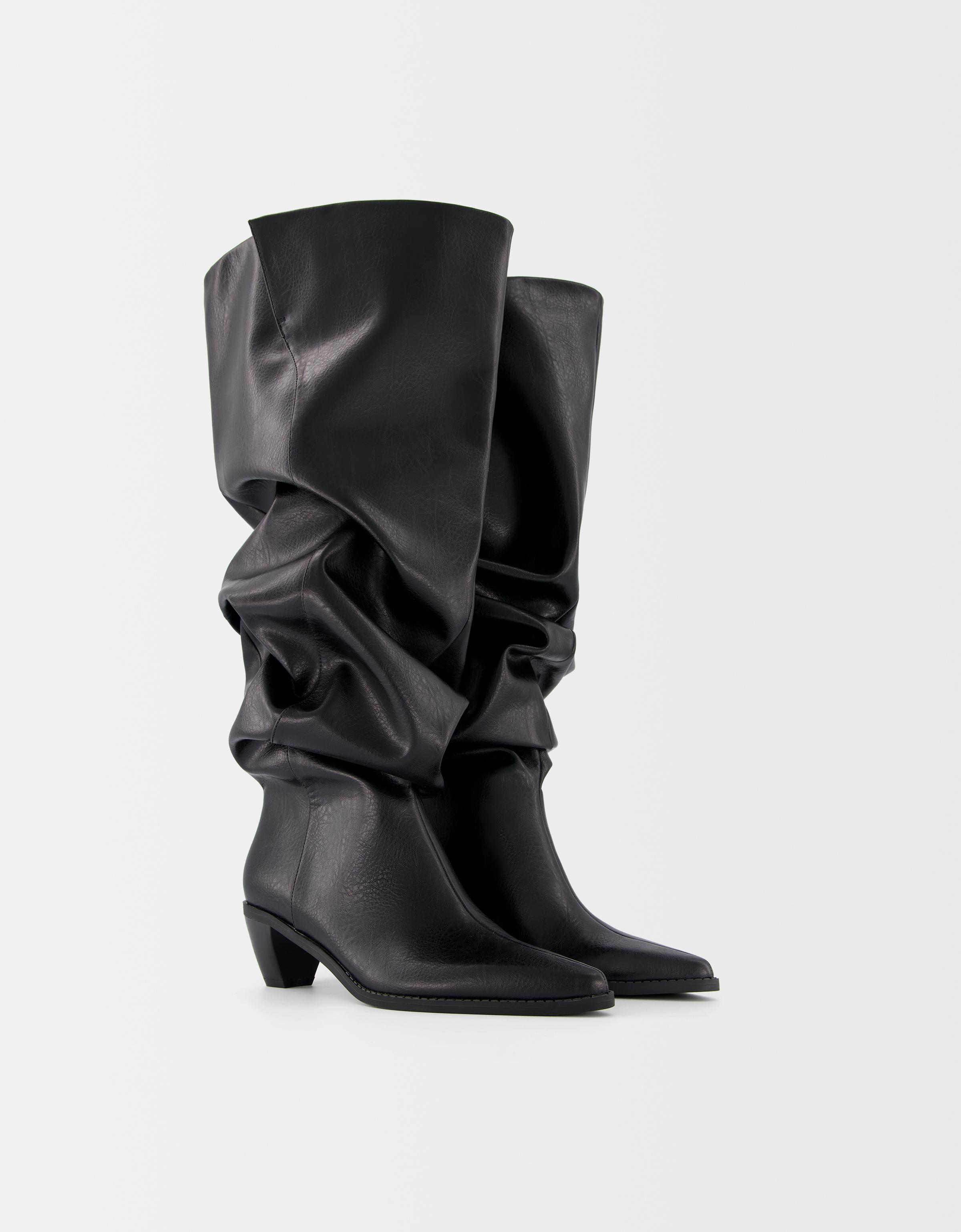 Bershka Slouchy-Stiefel Generation Bershka Mit Halbhohem Absatz Damen 37 Schwarz