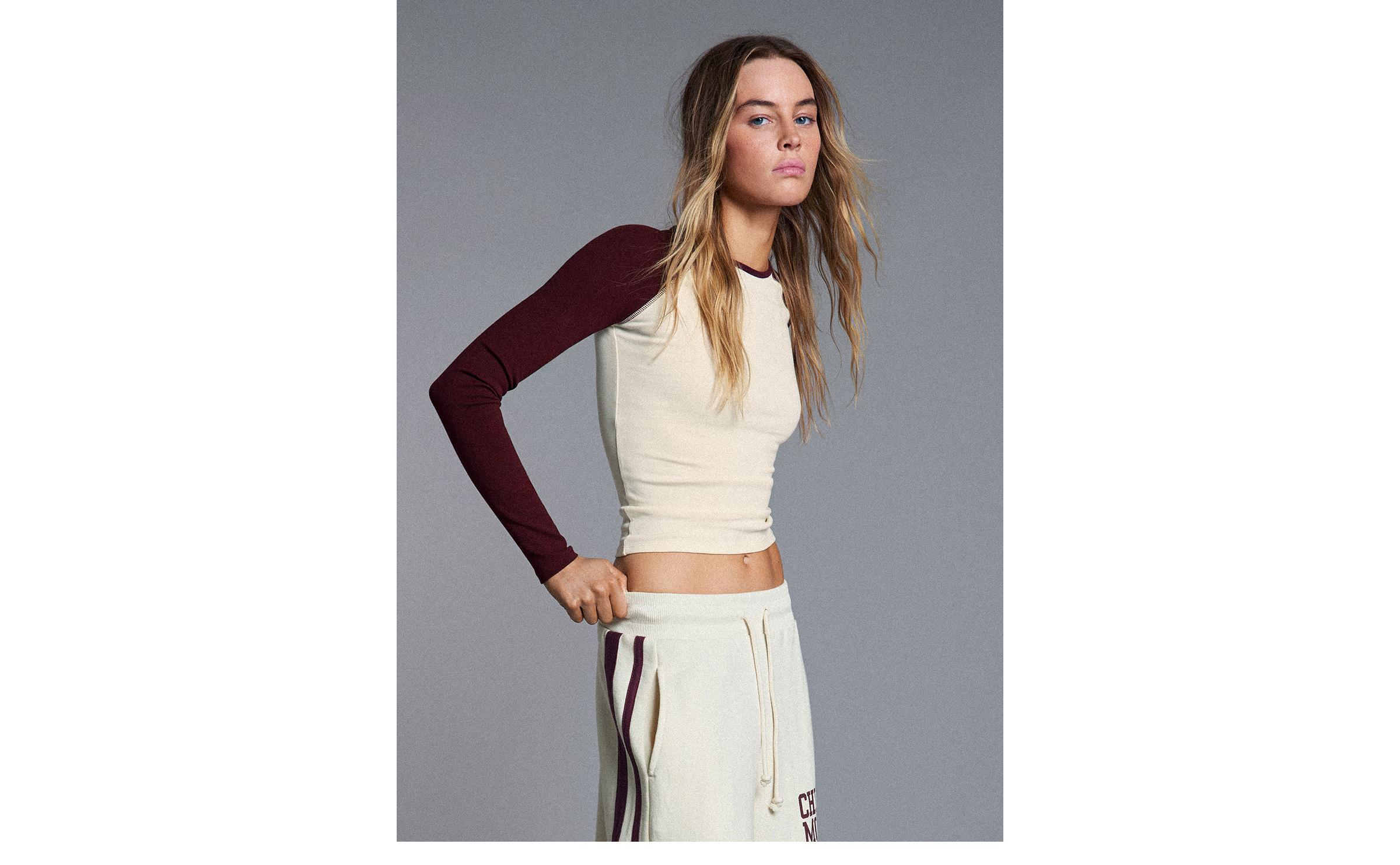 Long sleeve raglan T-shirt — Burgundy