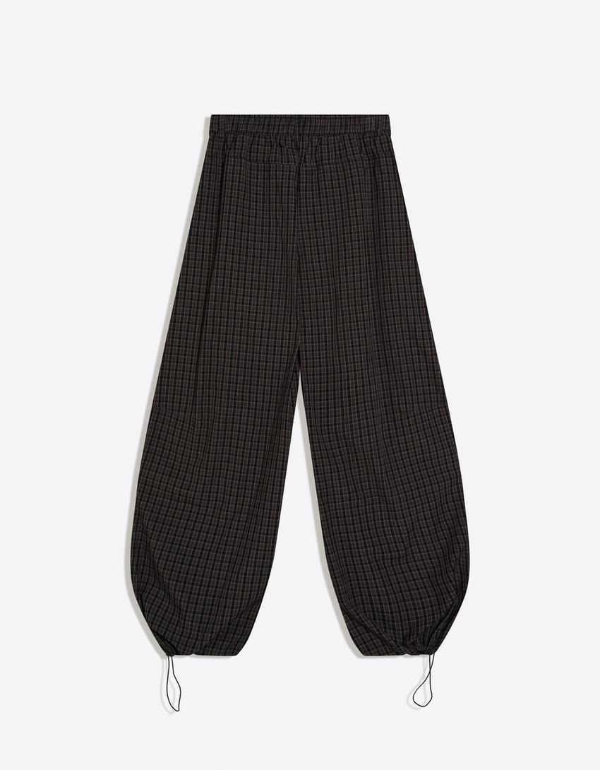 Checked parachute trousers-Dark grey