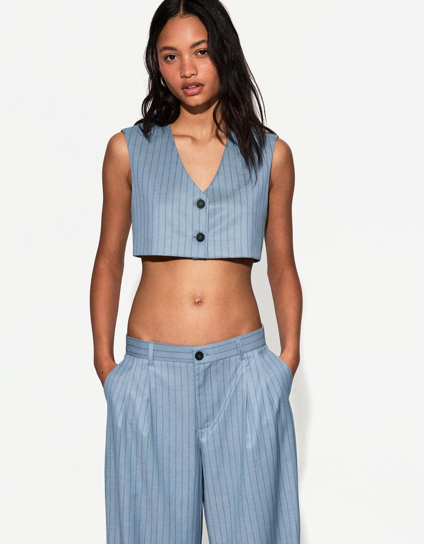 Tailored-fit vest and pants set-Blue-1
