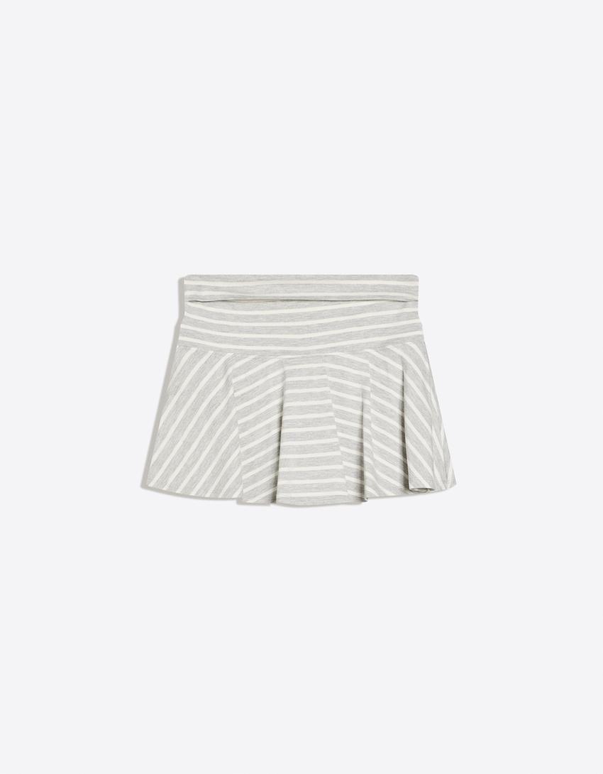 Mini skirt with double-layered waist-Off white