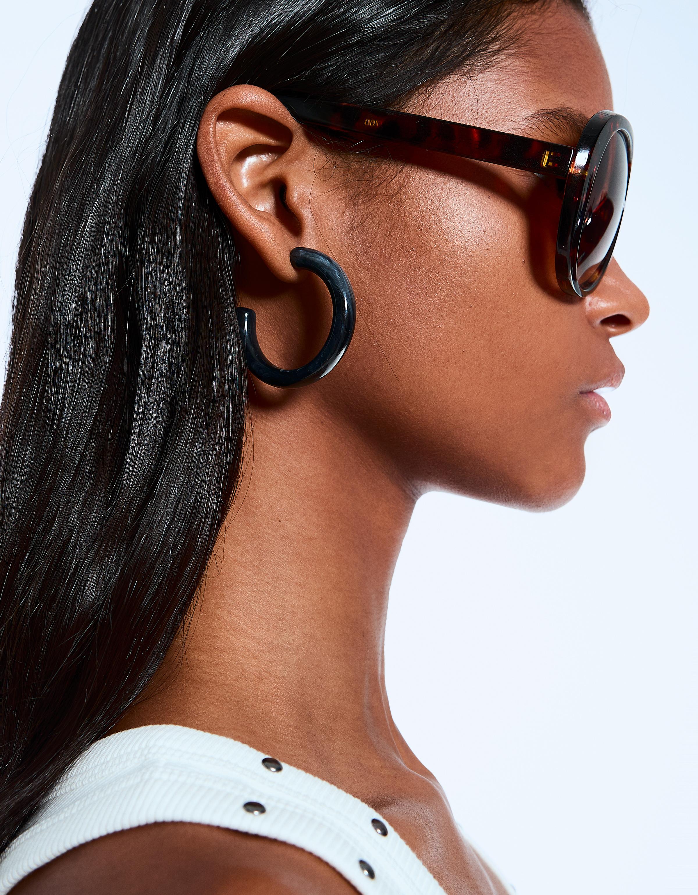 Bershka 2er-Pack Creolen Damen Schwarz