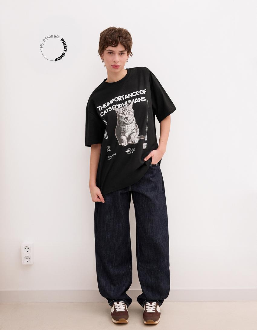 T-shirt manches courtes avec filtre numérique-Noir