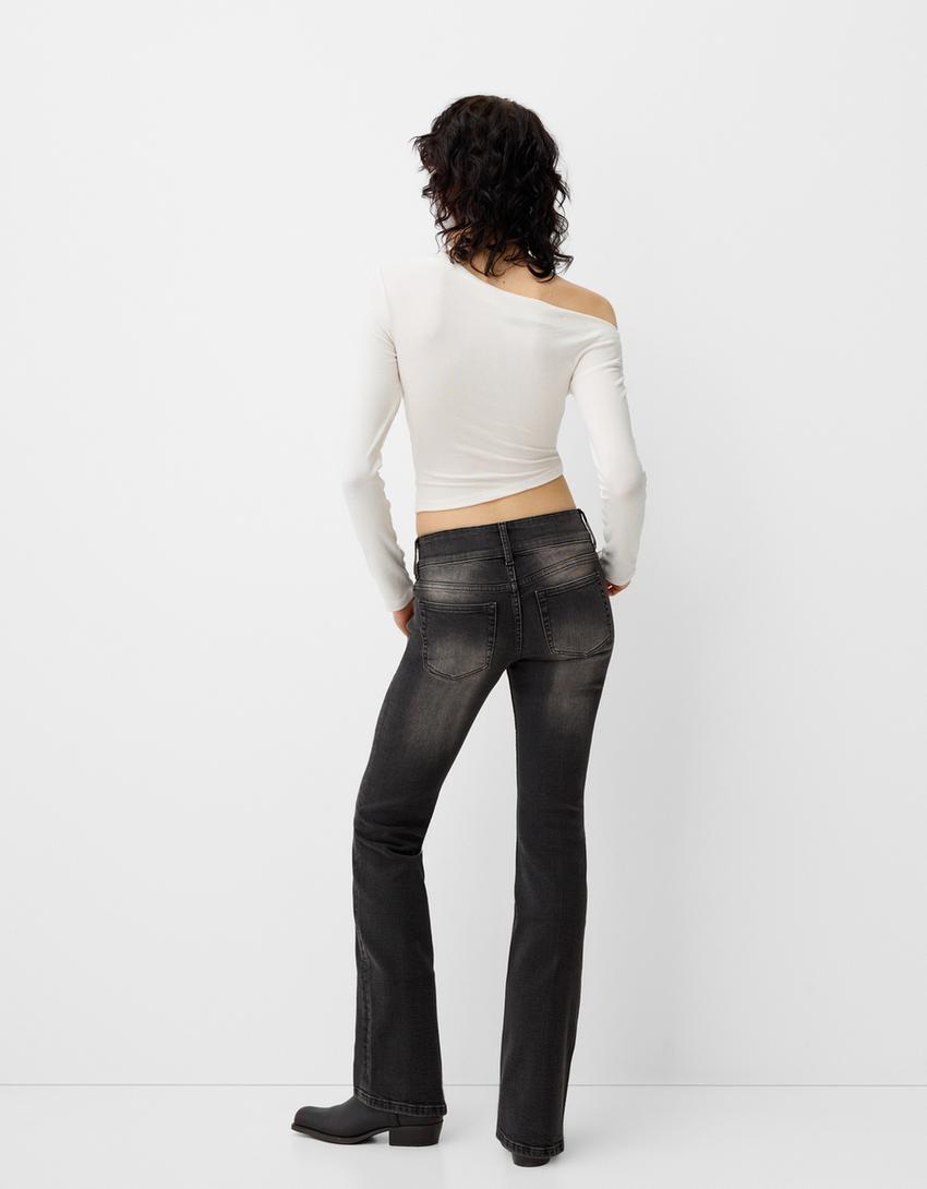 Low-rise bootcut jeans-Black-2