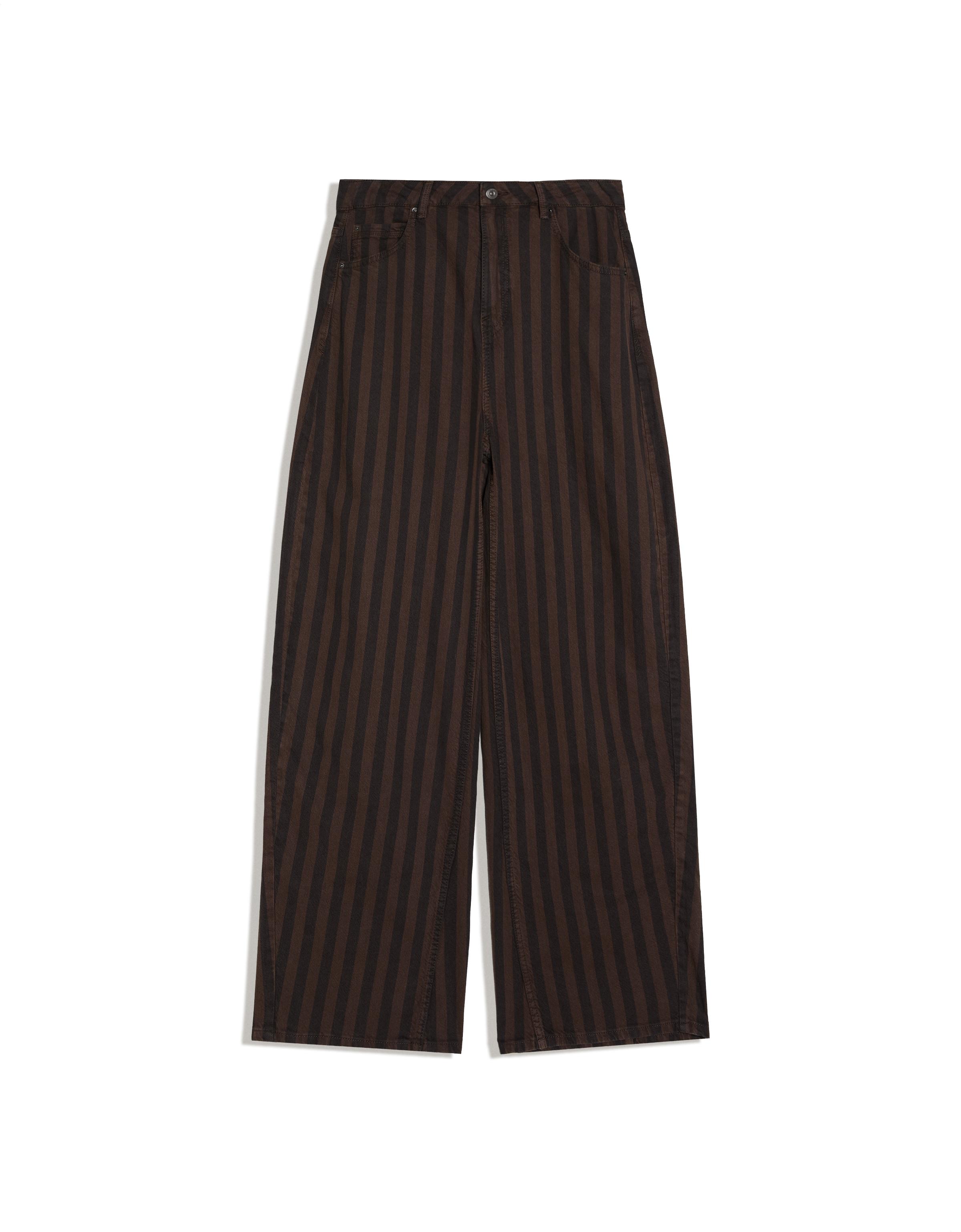 Stripe barrel trousers — Brown