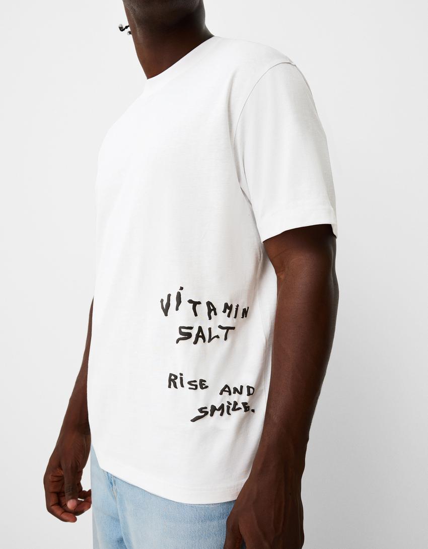 T-shirt manga curta estampado-Branco-6