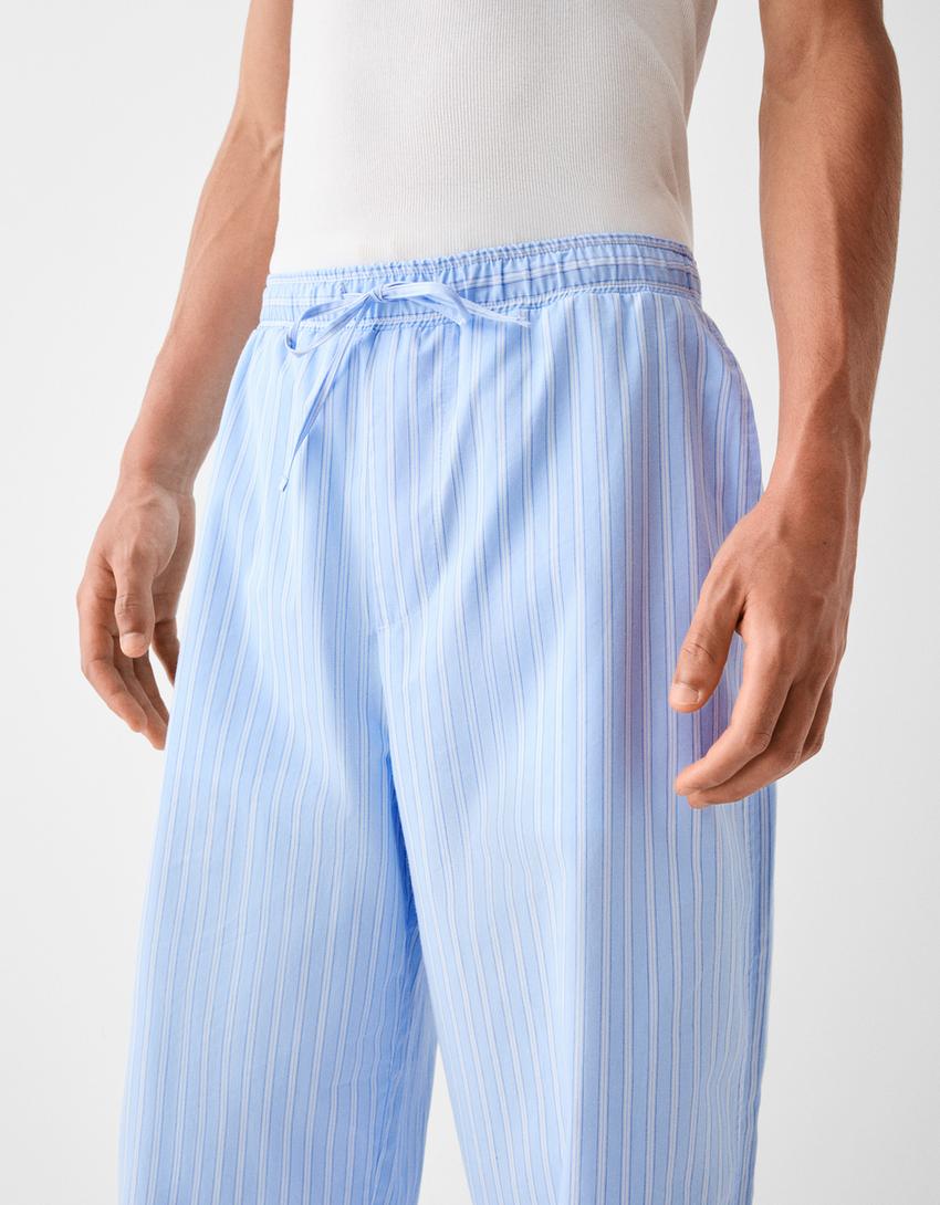 بنطلون رياضي فضفاض مخطط-أزرق فاتح-3