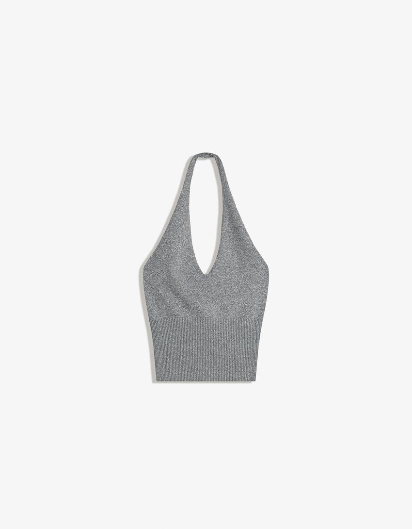 Top encolure américaine rib-Gris-0