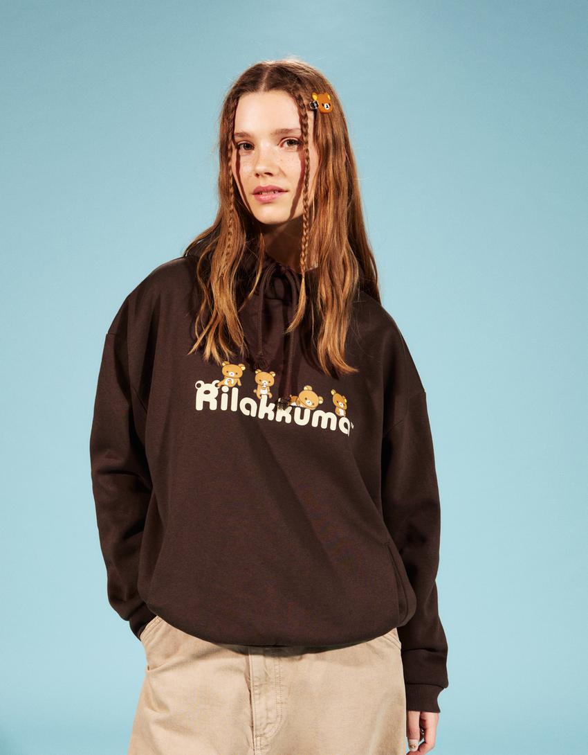 Rilakkuma-Hoodie mit Print-Braun
