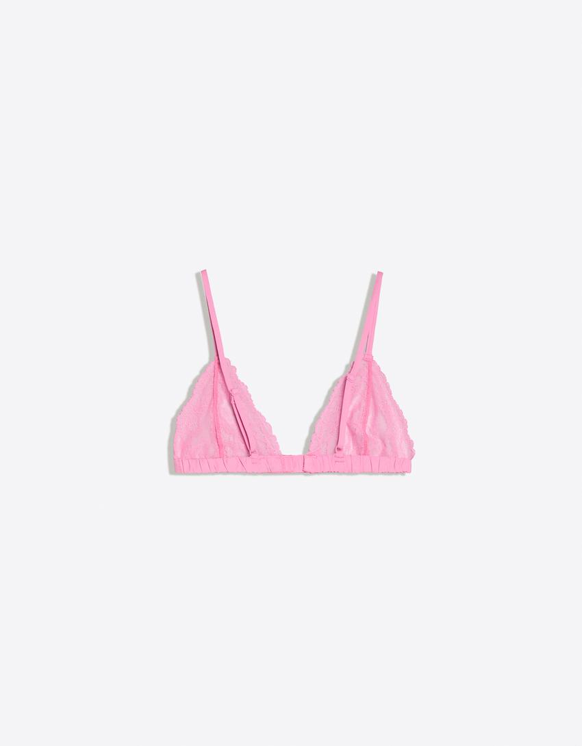 Lace triangle bra-Fuchsia