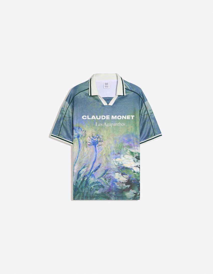 Claude Monet Les Agapanthes short sleeve polo shirt-Green