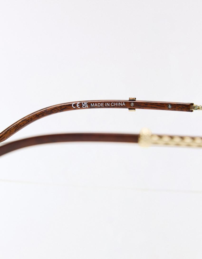 Gafas sol patilla efecto madera-Verde