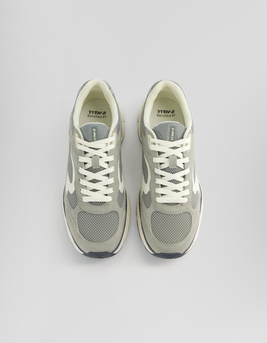 Zapatillas combinadas rejilla-Gris-3