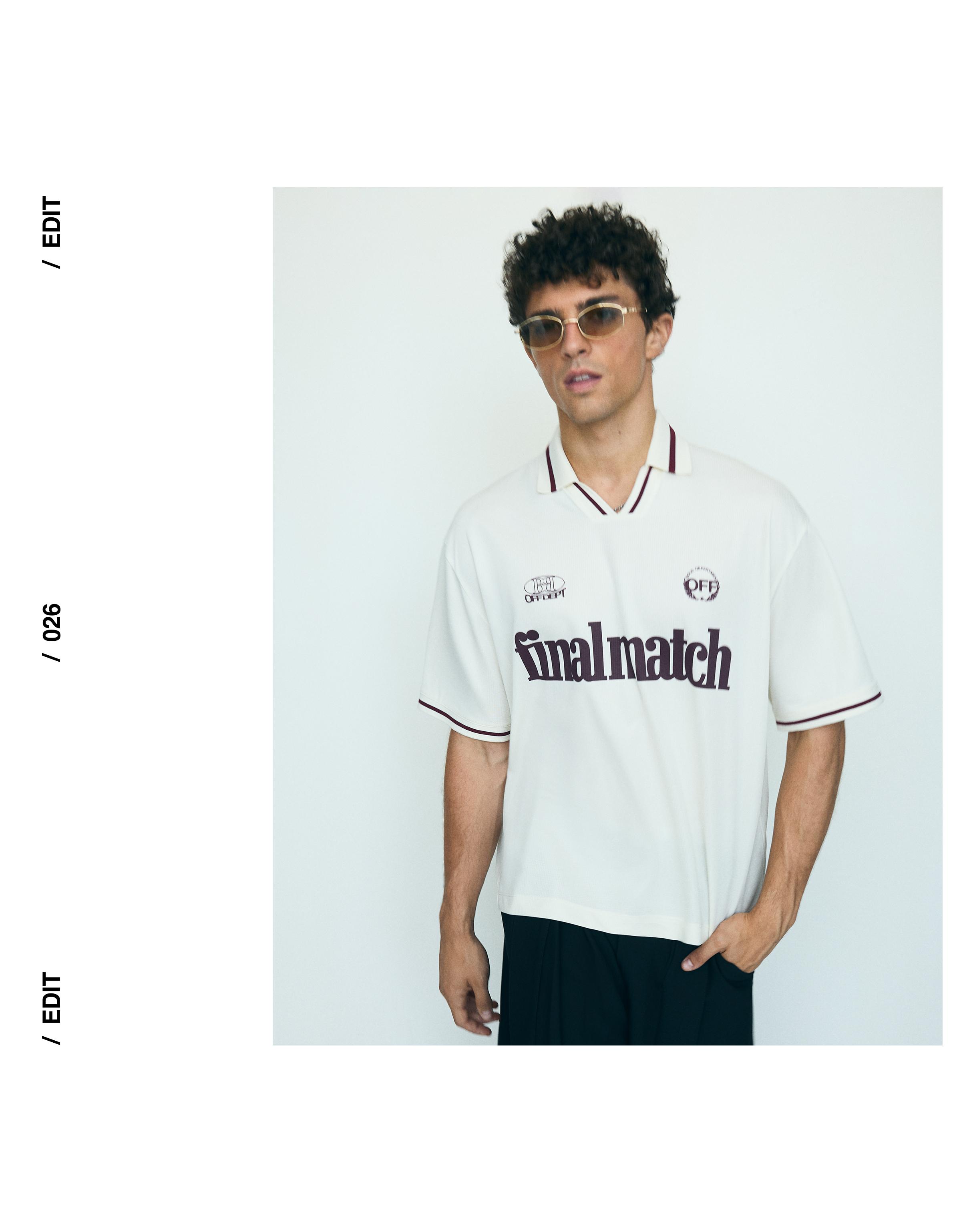 Mesh print polo shirt — Cream