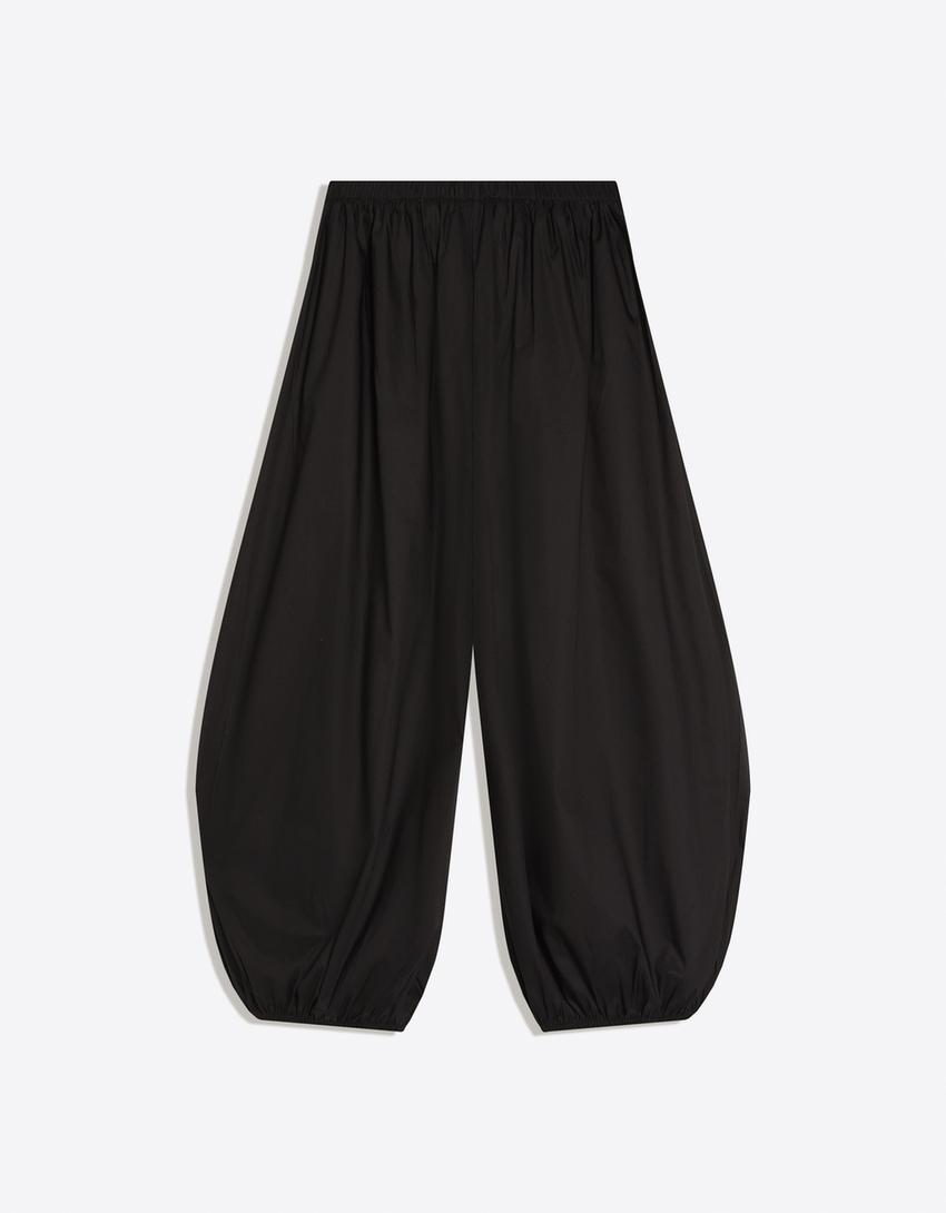 Pantalon bloomer en popeline-Noir