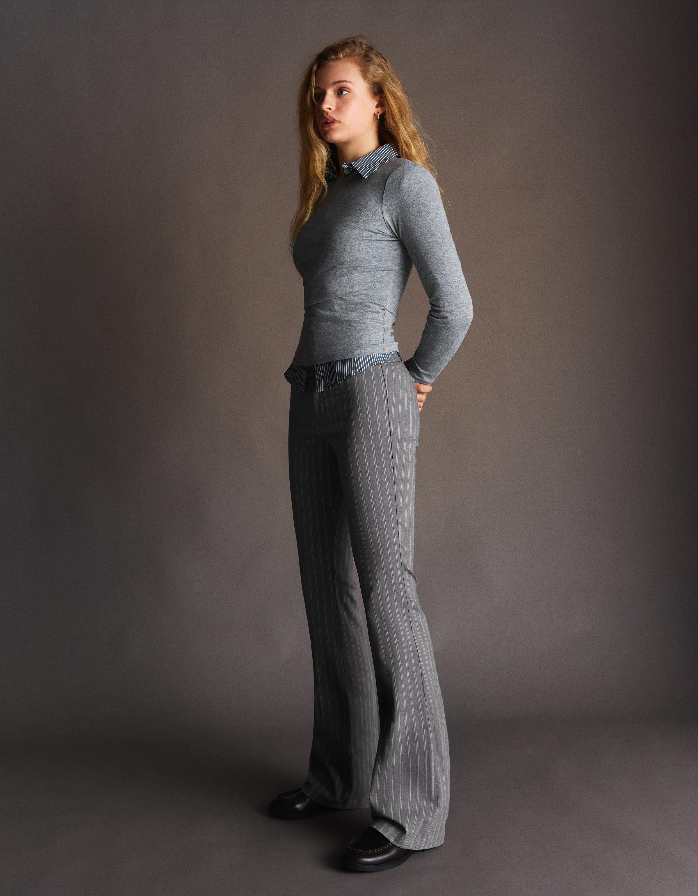 Bershka Bengalin-Schlaghose Damen 44 Dunkelgrau