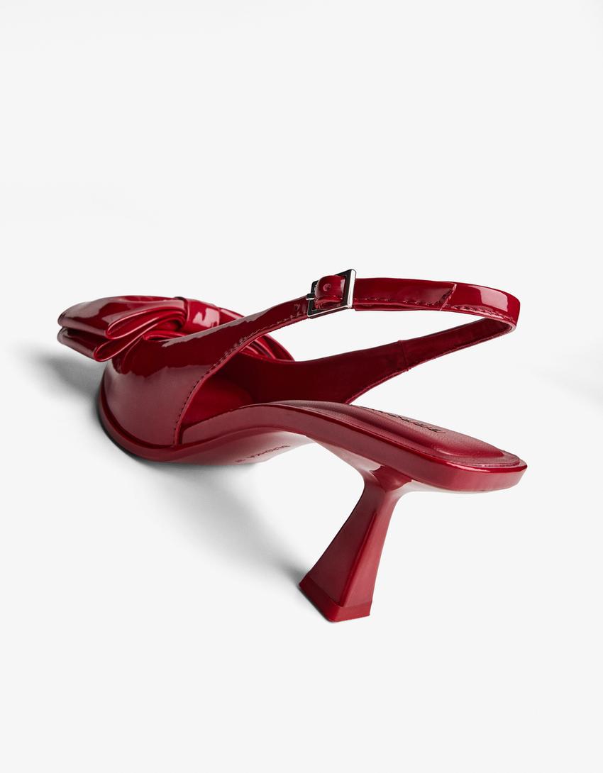 Sapato tacão kitten laço-Vermelho