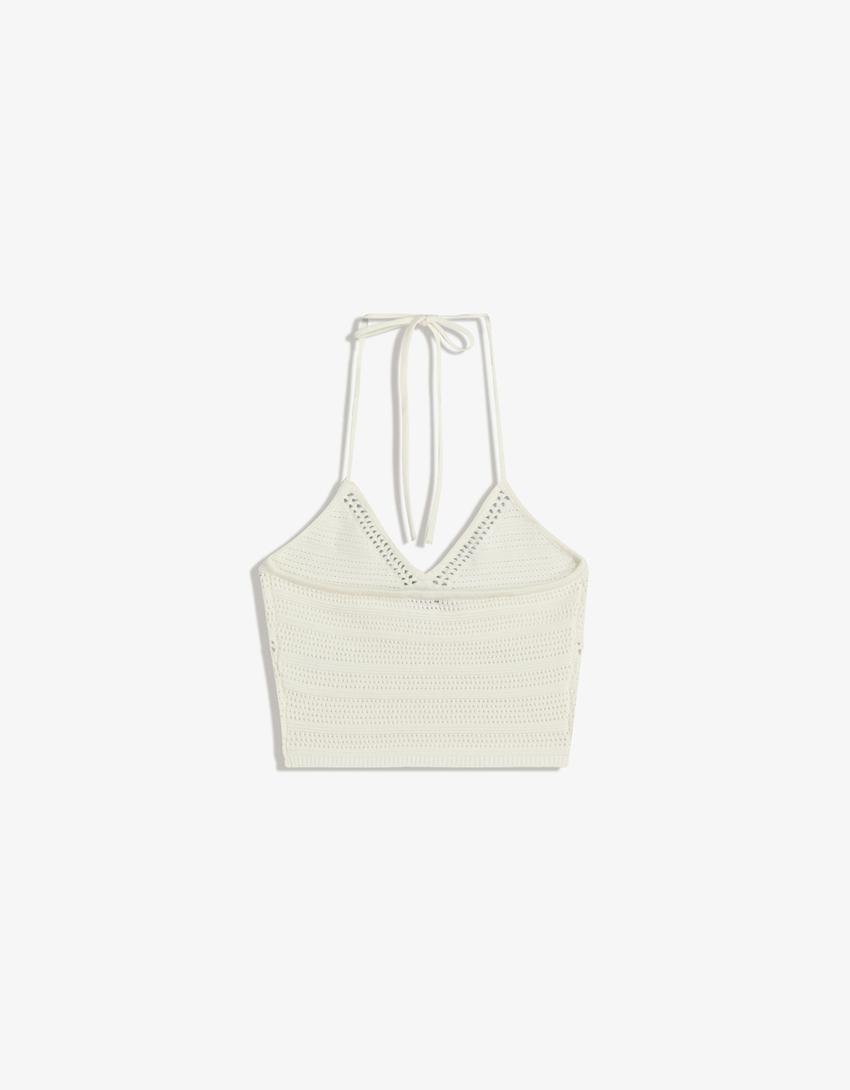 Open knit top-White