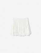Ruffled blonde lace mini skirt