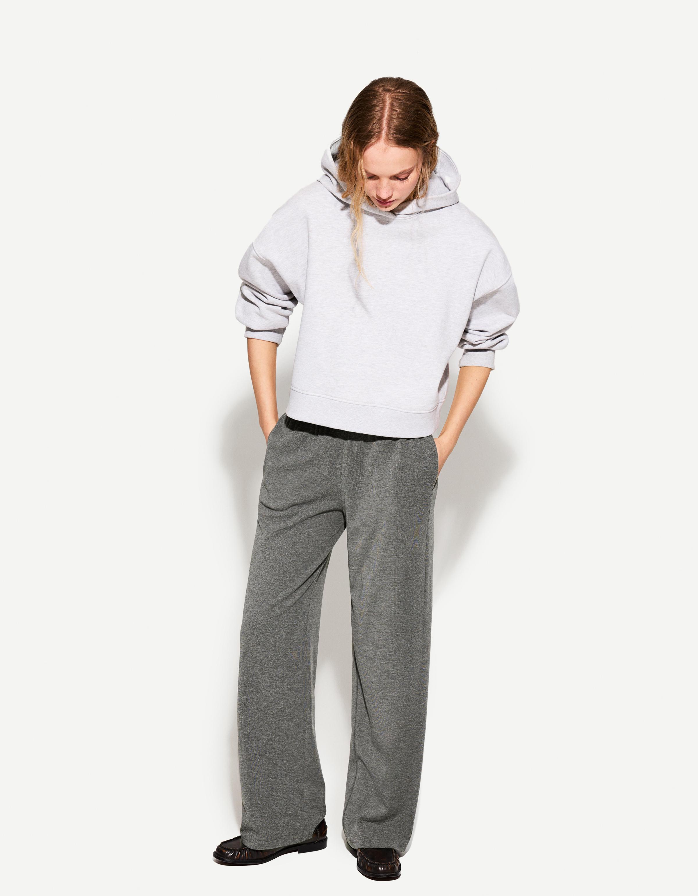 Bershka Gerade Hose Damen Xl Dunkelgrau