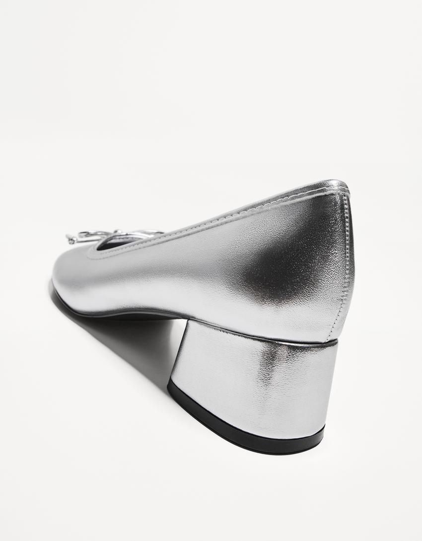 Ballerines à talon-Argent-2