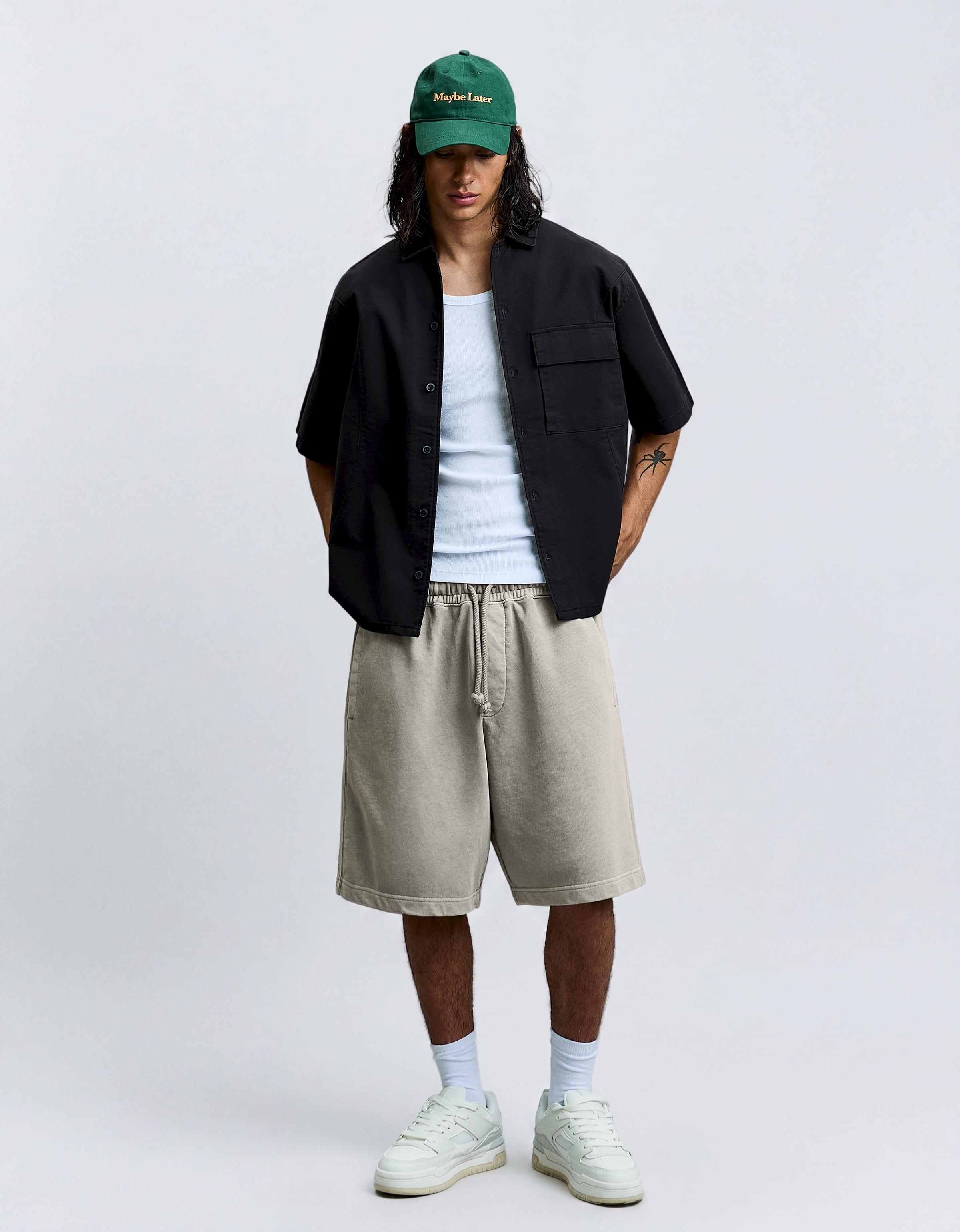 Boxy print Bermuda shorts — Grey
