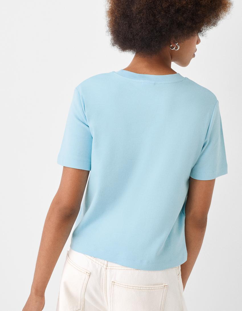 Kısa kollu regular fit t-shirt-Açık mavi-5